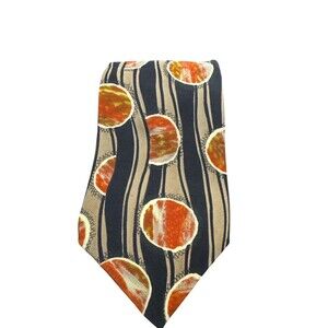 Bugatti 100% Silk Black Brown Geometric Necktie 58” Long 4” Wide Business Preppy